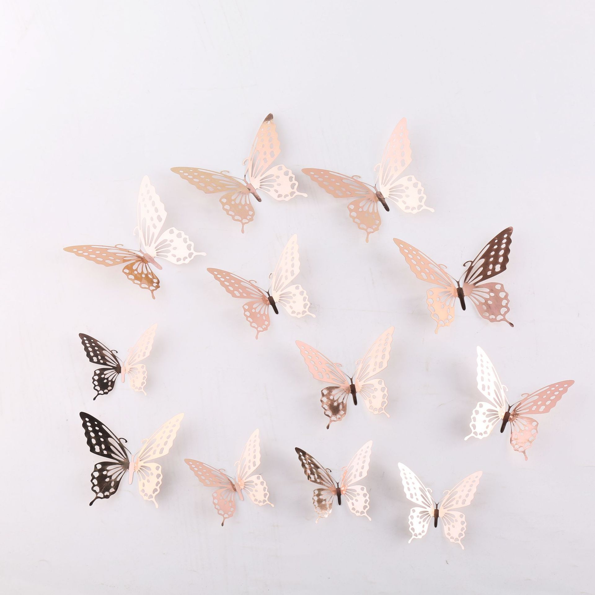 Hueco mariposa 3D hueco imitación metal mariposa pared decoración hogar sala de estar tridimensional mariposa decoración pegatinas