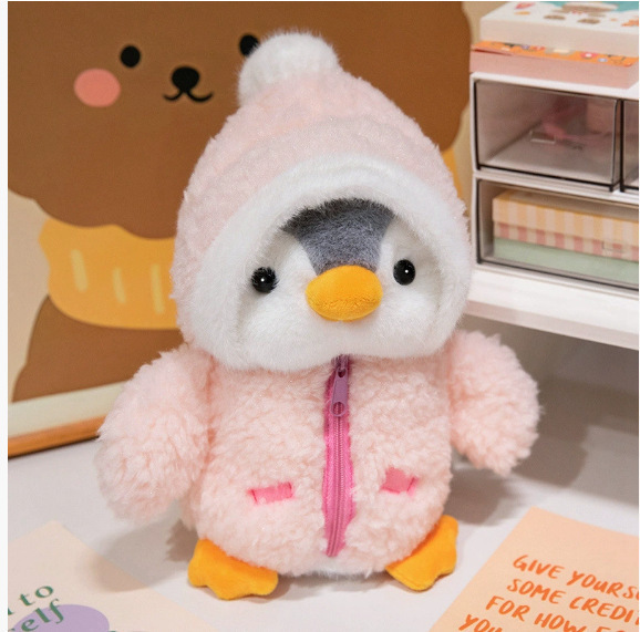 帽子をかぶった女装ペンギン人形ペンギンぬいぐるみなだめる布人形極地動物人形誕生日ギフト|undefined