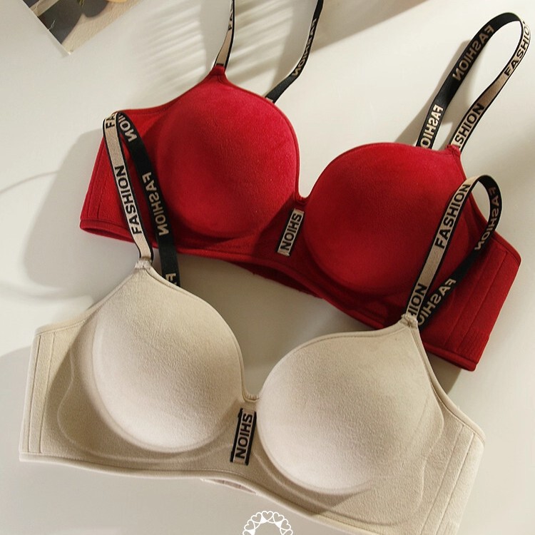 Thickened 5cm Light Luxury Suede Autumn and Winter Small Chest Push-Up Bra with Side Support, Wireless, Seamless One-Piece Bra