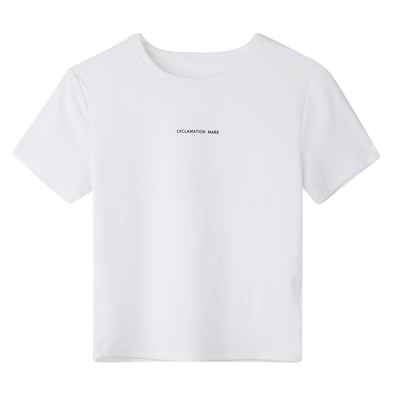 CANVAUS primavera nueva Camiseta corta de mujer simple impreso cuello redondo slim fit Top camiseta