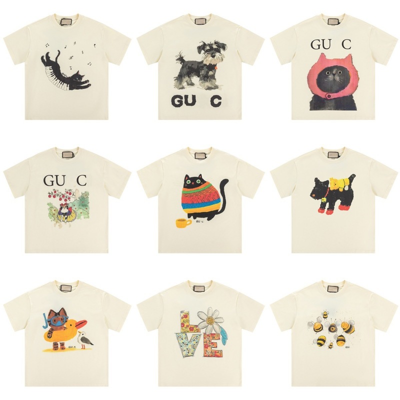 高バージョン。 G's Tシャツ Gujia 半袖 2025 夏新作 アニマル柄 プリント カジュアル ゆったり 男女兼用|undefined