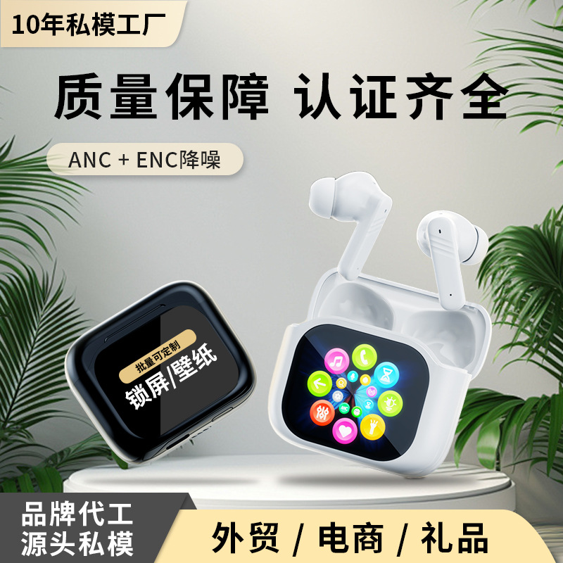 Audífonos Bluetooth Modelo 2025 para Comercio Exterior con Pantalla Táctil, Audífonos Bluetooth Inalámbricos con Cancelación de Ruido, Molde Privado Personalizable, Regalo al por Mayor.