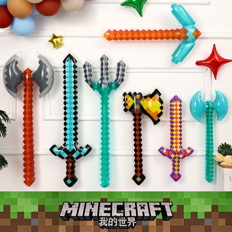 Minecraft Weapon Toy Inflatable Plaid Sword Cross-Border In-Stock Inflatable Sword Model