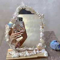 Акриловое кремовое настольное зеркало, набор DIY для спальни студента с камелиями, 0,2 кг