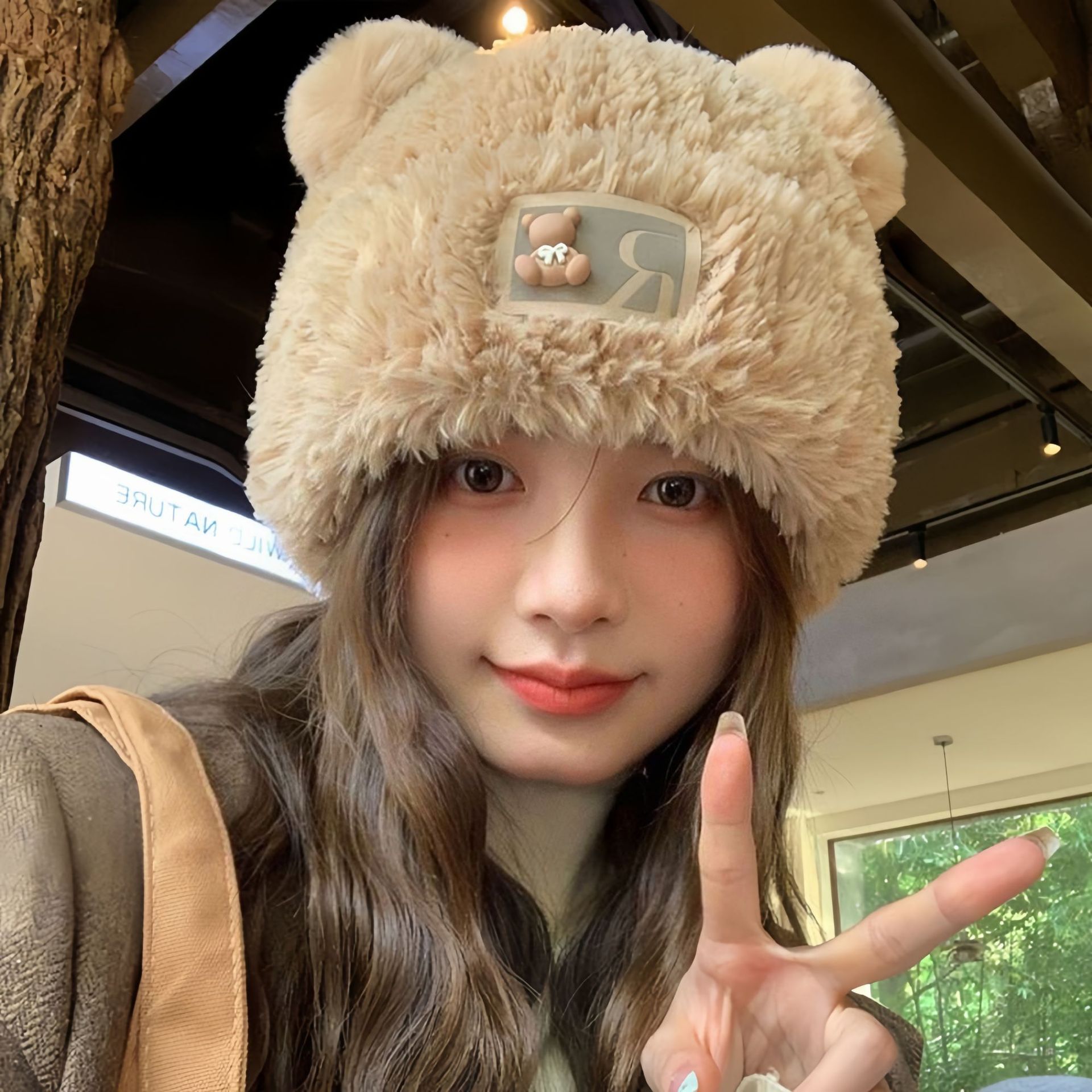 ue Bear For Women, Auumn And Winer, Face Slimming, Thickened Plush, Large Head Circumference, Warm Beanie, Knied_voghion.com