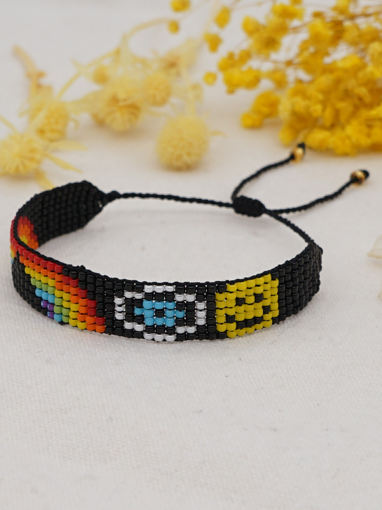 Bracelet De Perles De Smiley Arc-en-ciel De Tissage De Mode display picture 9