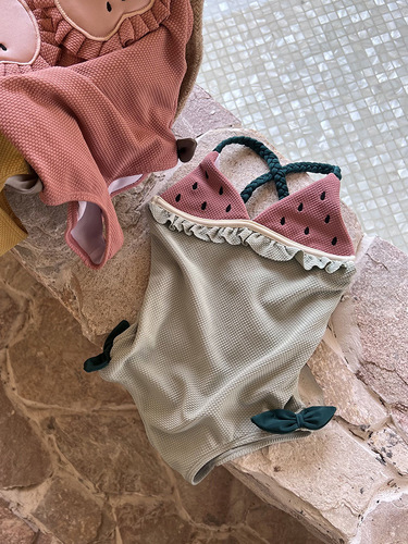 ins new 23 summer do baby cute fruit suspender one-piece swimsuit girls lace quick-drying vacation swimsuit