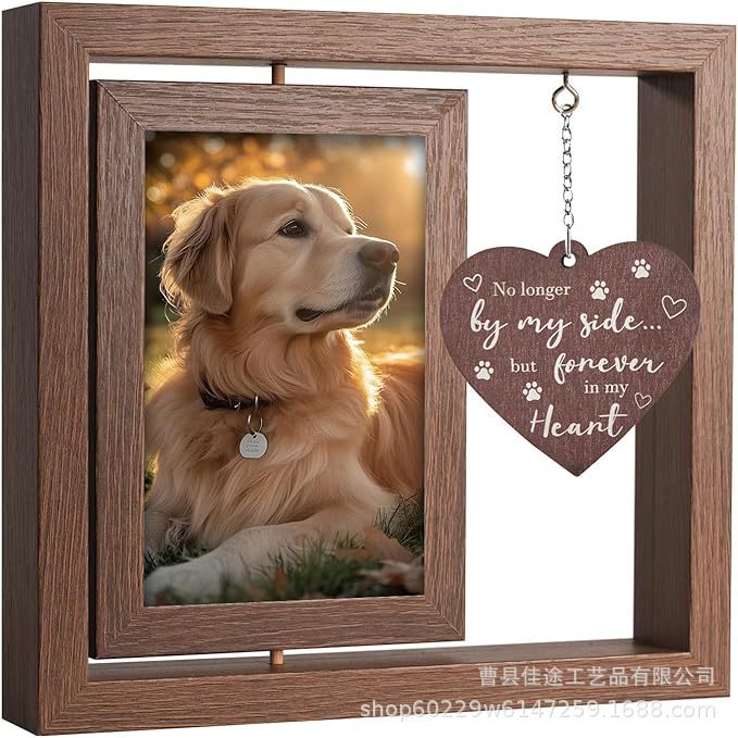 Cross-Border Wooden Photo Frame Postcard Photo Solid Wood Photo Frame Rotatable Desktop Ornament Pet Memorial Photo Frame