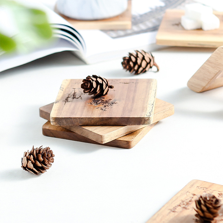 Montaña rusa de madera del acacia del estilo chino directa de la fábrica posavasos de madera del té