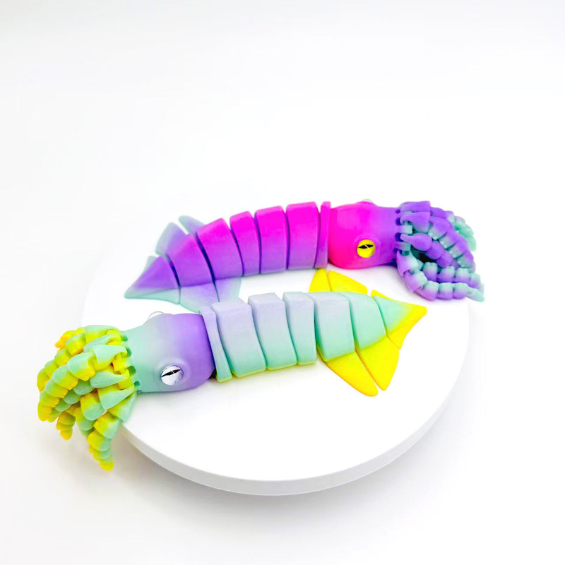 热销3d打印创意夜光哑光乌贼可活动关节潮玩模型摆件解压小玩具|undefined
