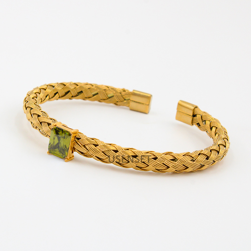 Simple Style Geometric Titanium Steel Gold Plated Zircon Bangle 1 Piece