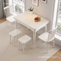 スレート折りたたみダイニングテーブル家庭用小型クリーム伸縮式ダイニングテーブルと椅子の組み合わせモダンなシンプルな無垢材のテーブル