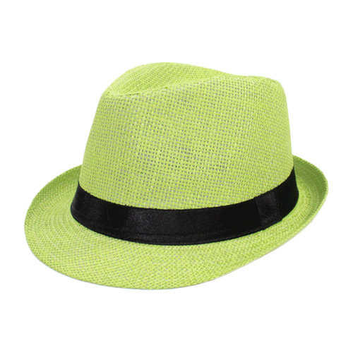 Cross-border summer hats for men and women, parents and children, sun hats, linen grass hats, jazz hats, curved brim Panama hats for sun protection.