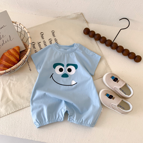 Ins style Korean version of the same type of baby clothes for boys and girls. Newborn summer thin style trendy cartoon jumpsuit