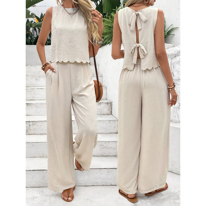 Amazon 2025 Summer European and American Fashion Sleeveless Vest Casual Pants Suit Cross-Border Foreign Trade New Style