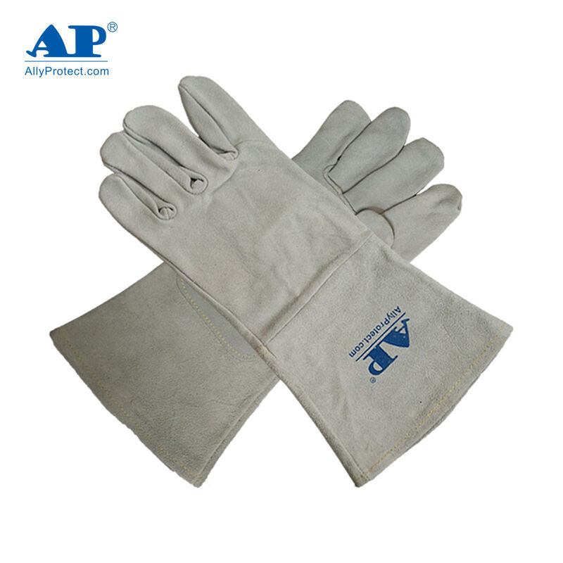 友盟AP-1205原色薄芯皮烧焊手套 耐磨隔热抗割电焊焊接用作业手套