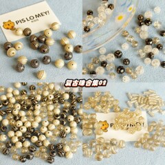 大合集復古02直孔描金珠透明白串珠DIY手工環項鍊手機殼飾品配件