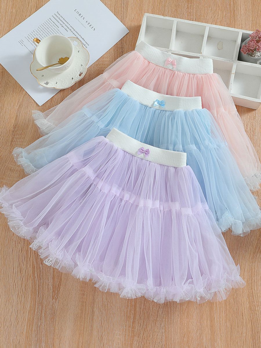 Falda de tutú para niñas de primavera y verano falda de pastel suave para bebés falda de malla falda de princesa pettiskirt Falda corta a juego