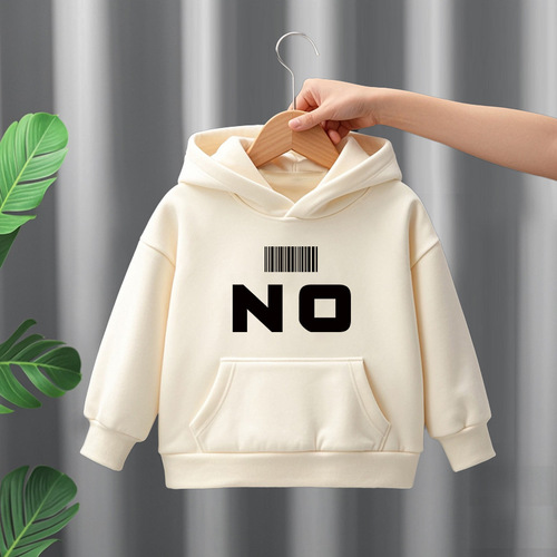 Autumn/Winter 2024 New Fashion Trendy Warm Fleece Thick Pure Cotton Hooded Sweatshirt for Boys Girls Middle and Large Children