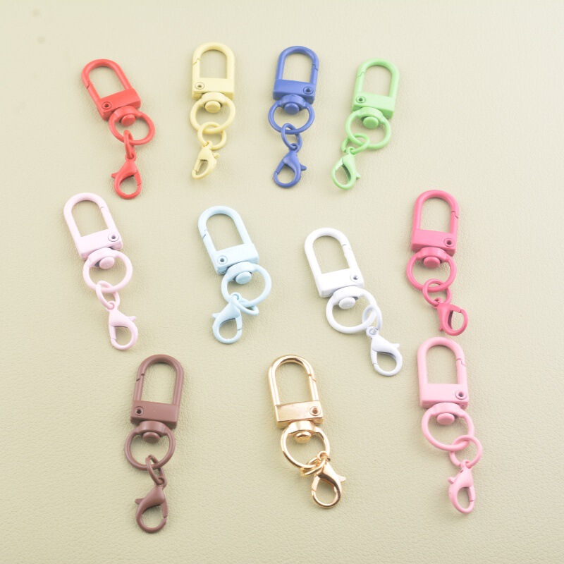 Colorful Painted Keychain Set with Crayfish Door Buckle, Three-Piece Metal Jewelry Keychain Accessory Materials