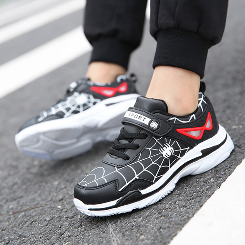 Spider-Man Boys' Leather Surface Student Waterproof Shoes for Big Kids, Boys' Sports Shoes