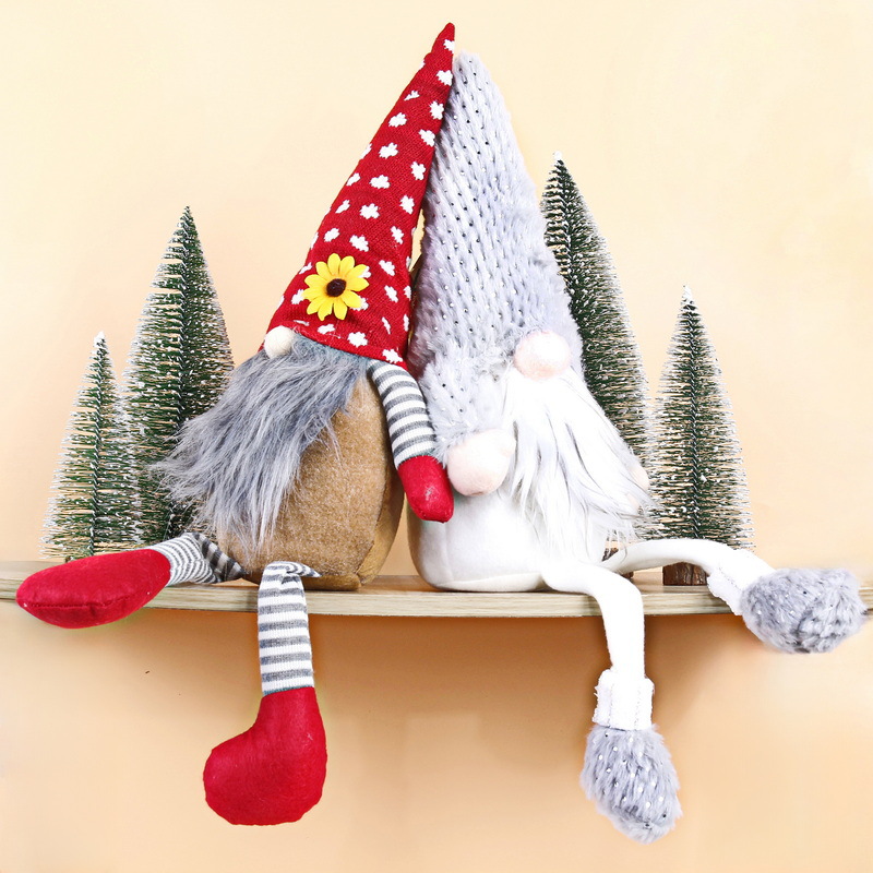 Nueva Navidad transfronteriza Muñeca Rudolph Decoraciones navideñas Gorra puntiaguda sin rostro Piernas colgantes Adornos de muñecas enanas