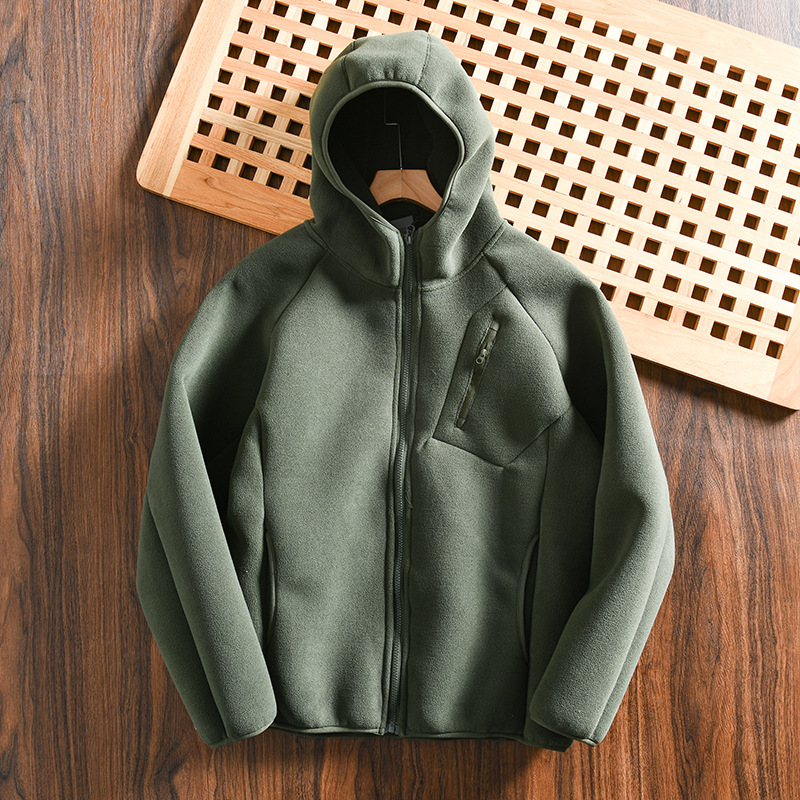 Giacca con cappuccio in pile da uomo autunno inverno calda_voghion.com