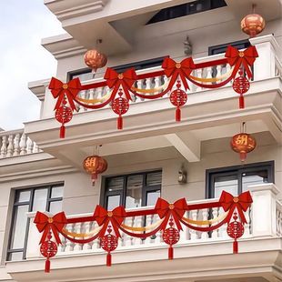 Balcony wedding decoration guardrail wedding decoration yard stair handrails lace flower living room room wedding room layout