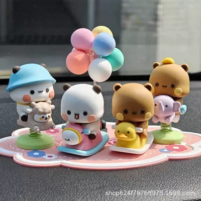 Panda One Two Bubu Desktop Doll Hand Figure Car Ornament Cartoon Cute Gift Peripheral Trendy Toy Doll (Car ornaments) - pink-cushion-spring-one-or-two-bubu-one-or-two-bubu-balloon