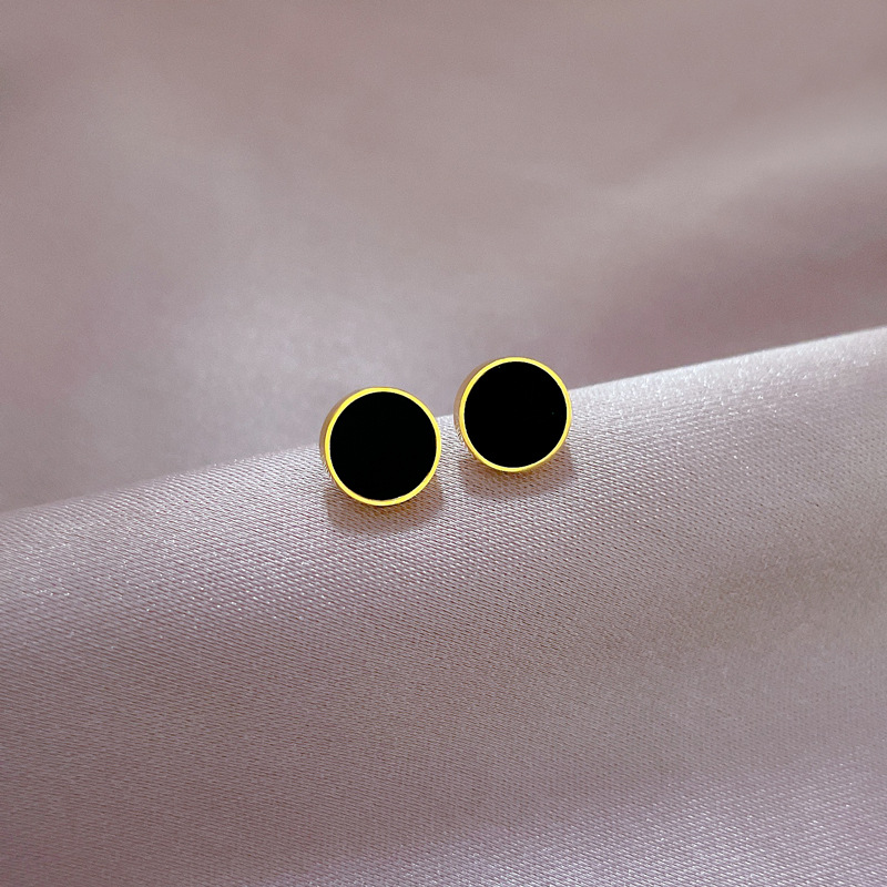 Ear Studs Classification 1 Pair Quantity Electroplating Golden Plated Round Titanium Steel IG Style Simple Style Ear Studs