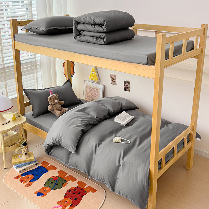 Student Dormitory Three-Piece Set of Upper and Lower Bunk Beds, Skin-Friendly Washed Cotton Brushed Simple Duvet Cover, Single Bed Sheet, Quilt Cover, Four-Piece Set Student Dormitory Three-Piece Set of Upper and Lower Bunk Beds, Skin-Friendly Washed Cotton Brushed Simple Duvet Cover, Single Bed Sheet, Quilt Cover, Four-Piece Set