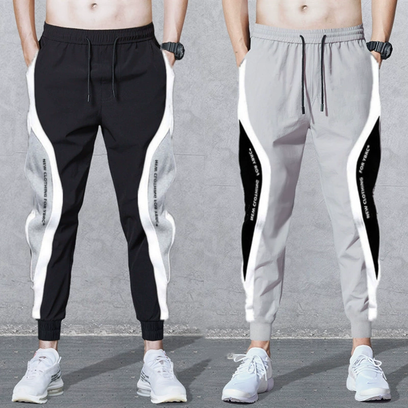 Повседневные брюки мужские летние спортивные штаны брюки с завязками на щиколотке мужские спортивные свободные брюки больших размеров Молодежные Брюки универсальные серые брюки