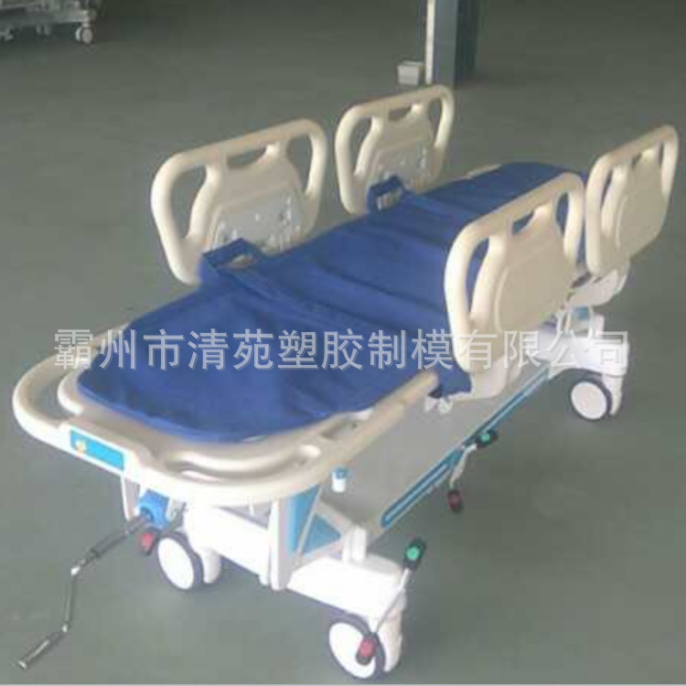 四片护栏中控刹车转运抢救车 ABS手摇升降急救担架平车胃镜检查车