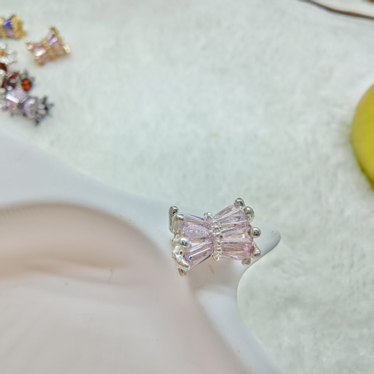 Diamond-Studded Small Waist Open-Hole Copper Gold-Plated Crystal Bracelet Necklace Jewelry Accessory DIY Spacer Beads 2025 New Model