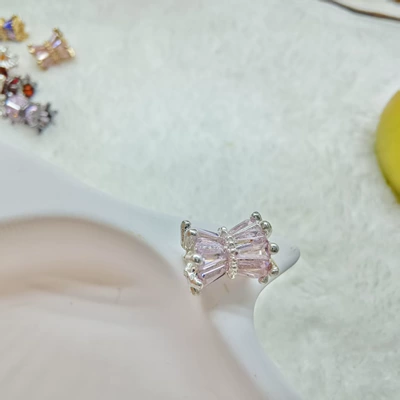 Necklace Jewelry Accessory DIY Spacer | Zərgərlik ara hissələri - 7-silver-pink-diamonds