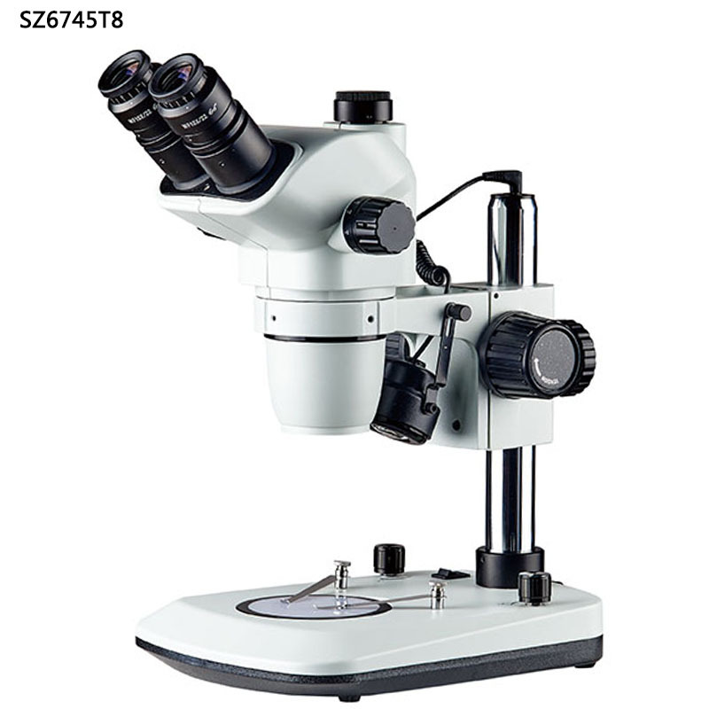SZ6745T8三目体视大连变显微镜物镜0.67-4.5X连续变倍上下照明灯
