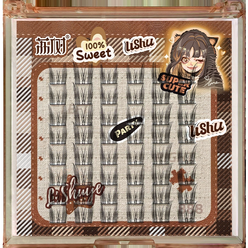Cat-Ear Style Glue-Free False Eyelash Clusters, Natural Simulation, Beginner Single-Cluster Kit