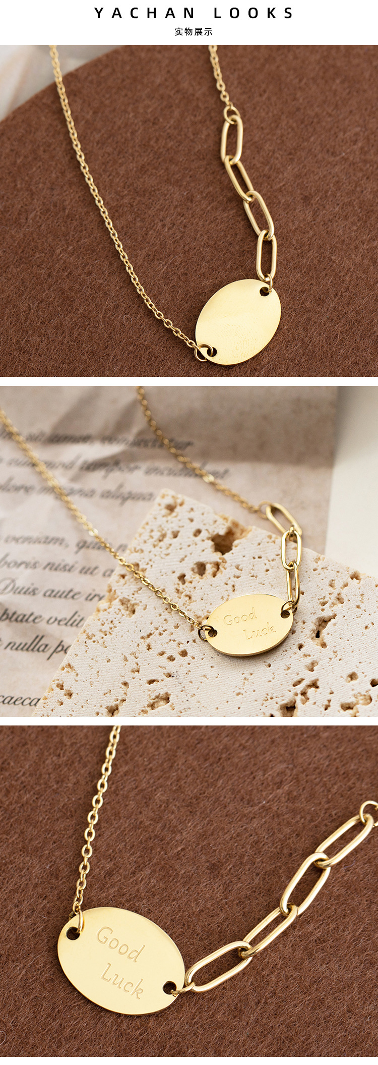 European And American New Product Long Letter Lettering Titanium Steel Necklace display picture 4