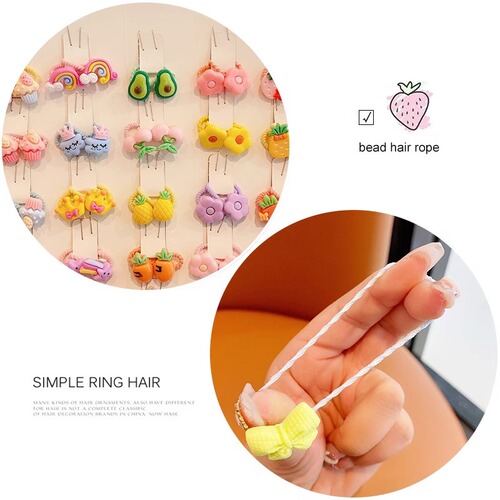 Children's cartoon hair accessories, non-damaging hair ties for babies, cute hair bands with rubber bands, butterfly knot hair rings for little girls, hair decorations for girls