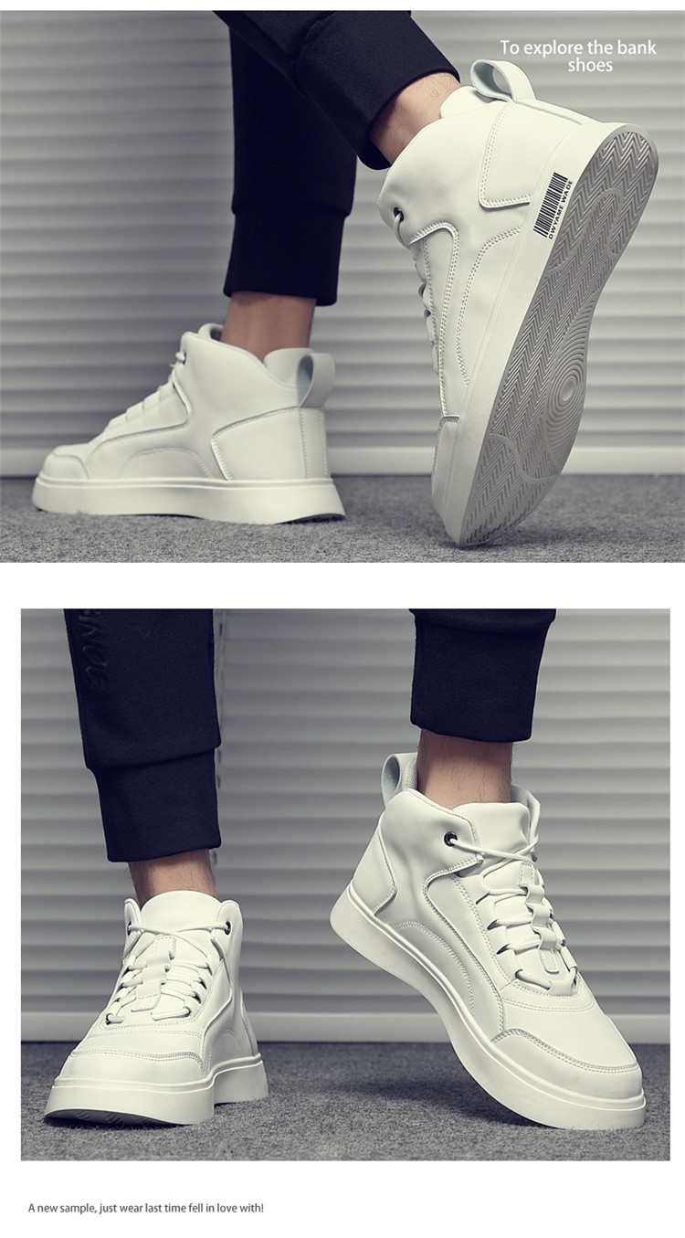 Men's shoes spring  new style youth wear resistant non slip high top sneakers trendy all match height increasing sports casual shoes_voghion.com