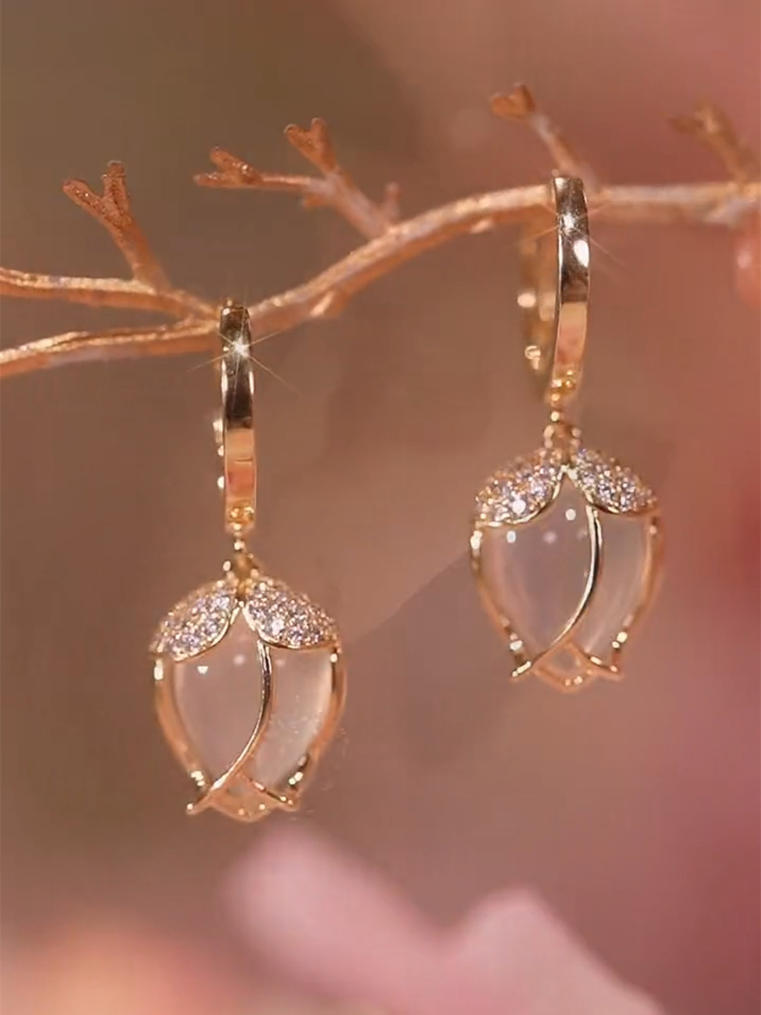 1 Pair Sweet Flower Alloy Inlay Opal Women's Drop Earrings display picture 2
