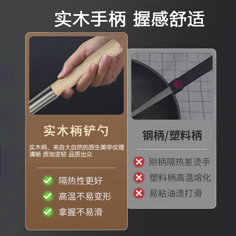 不鏽鋼鍋鏟酒店廚師專用炒菜勺子家用炒勺長柄大號商用粥勺分菜勺