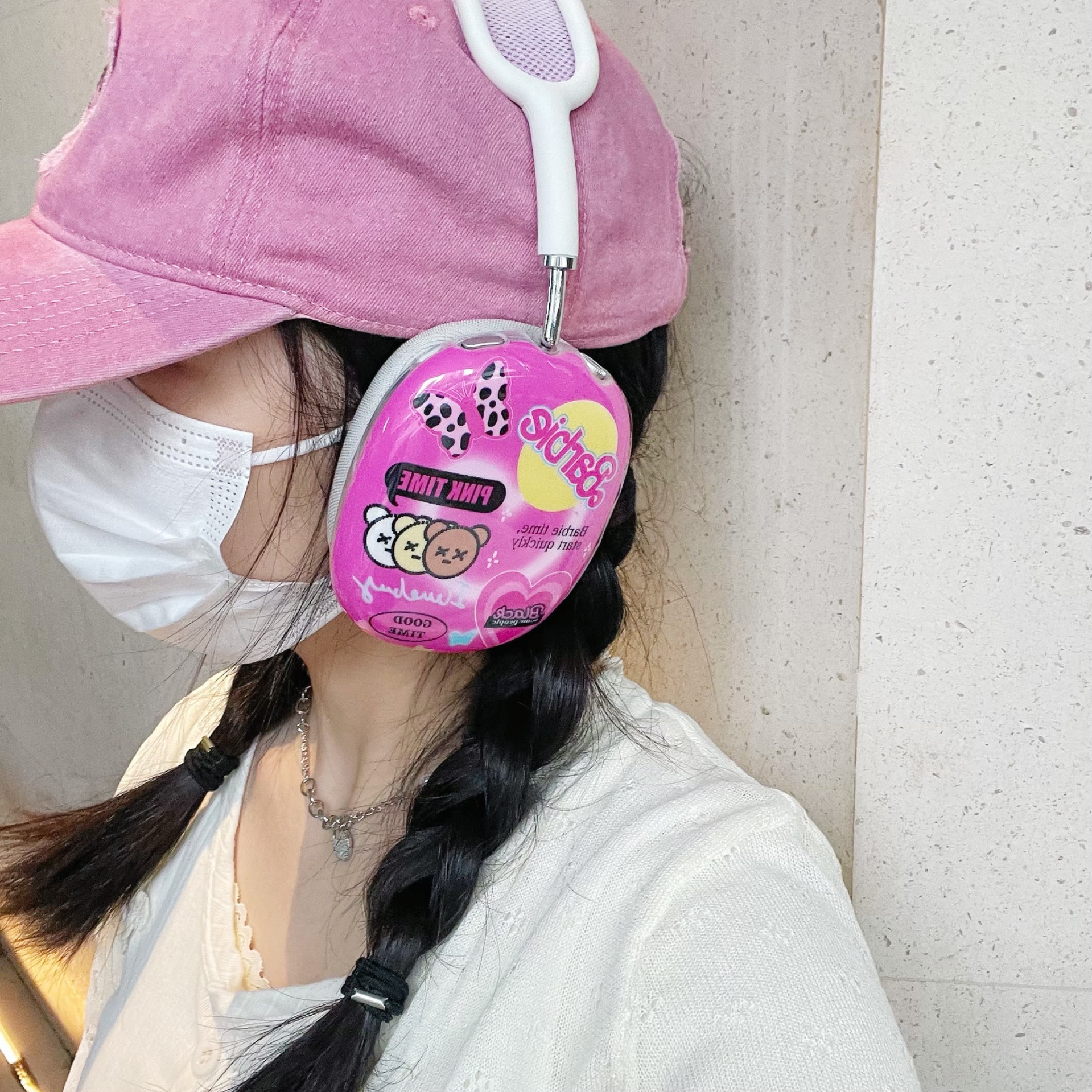 Ins Cherry Bear airpods Max Protective Case for Headset Ear Cap Ear Mover Earphone Case IMD_voghion.com