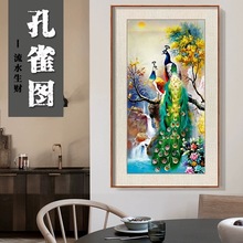 厂家批发跨境爆款山水孔雀十字绣2024新款线绣高端自己绣半成品