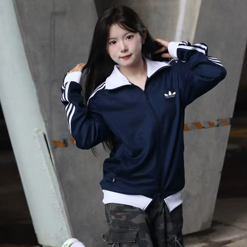 三叶草AD刺绣休闲夹克外套女春秋季百搭棒球服宽松情侣运动上衣男|undefined