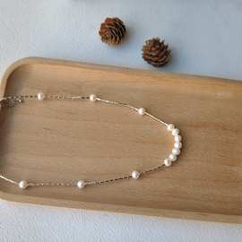 2025年爆款高级感时尚珍珠碎银子项链女满天星超仙精致锁骨链配饰