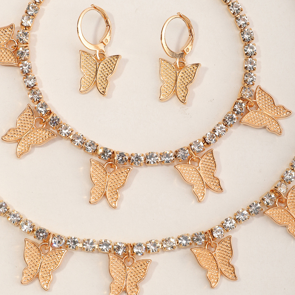 Wholesale Jewelry Children's Butterfly Pendant Necklace Earring Bracelet Three-piece Set Nihaojewelry display picture 13