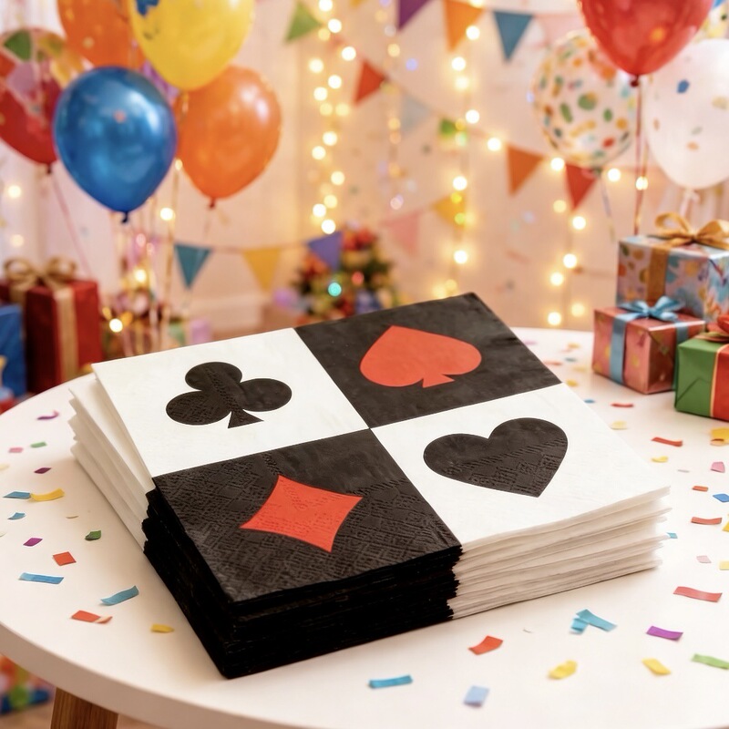 Cross-Border Amazon Poker Pattern Napkins Commercial Colored Paper Napkins Restaurant Hotel Disposable Paper Napkins Wholesale Cross-Border Amazon Poker Pattern Napkins Commercial Colored Paper Napkins Restaurant Hotel Disposable Paper Napkins Wholesale