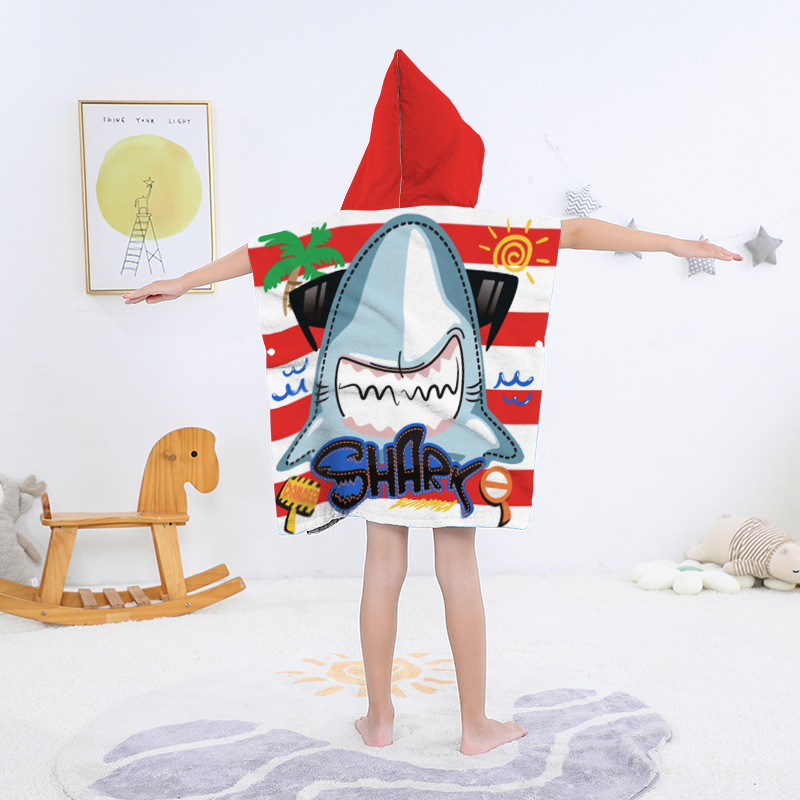 Toallas de baño para niños capa de bata de baño con capucha con estampado de dibujos animados digital capa de toalla de baño de secado rápido y absorbente