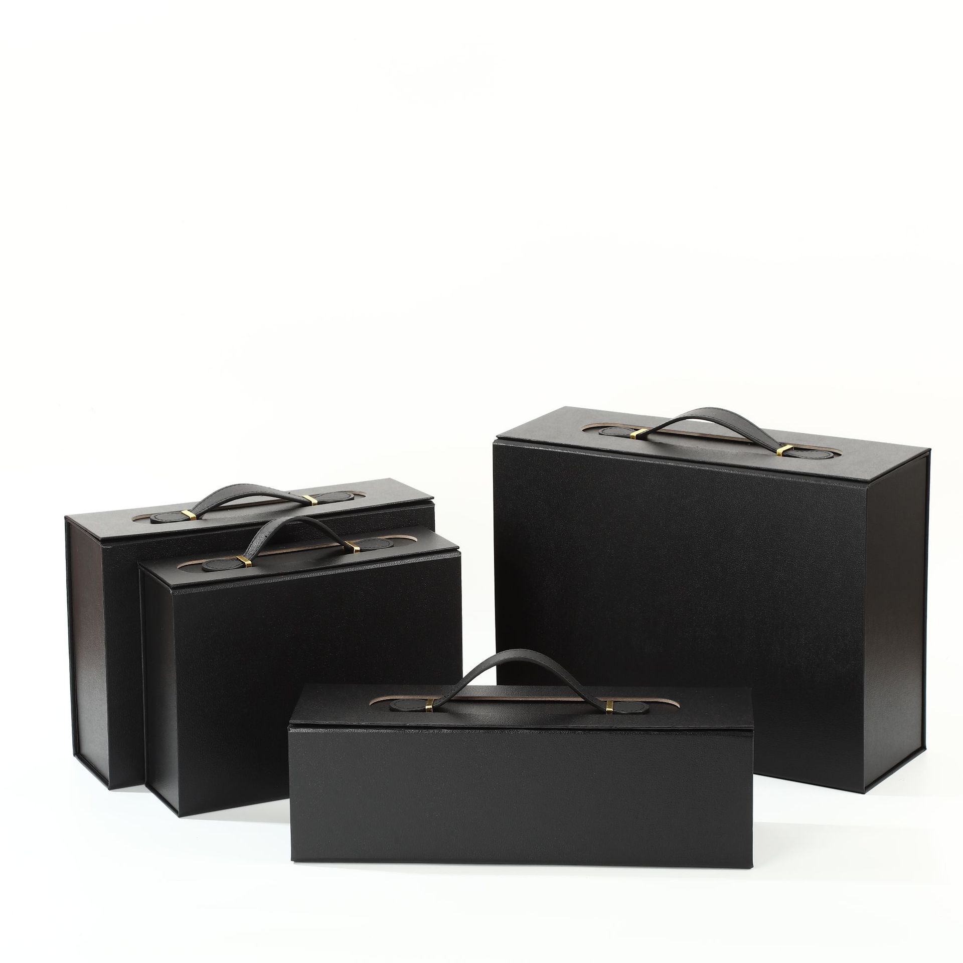 Caja plegable de una pieza, embalaje de regalo negro, caja vacía de color sólido, logotipo de impresión, caja de embalaje de mano, regalo